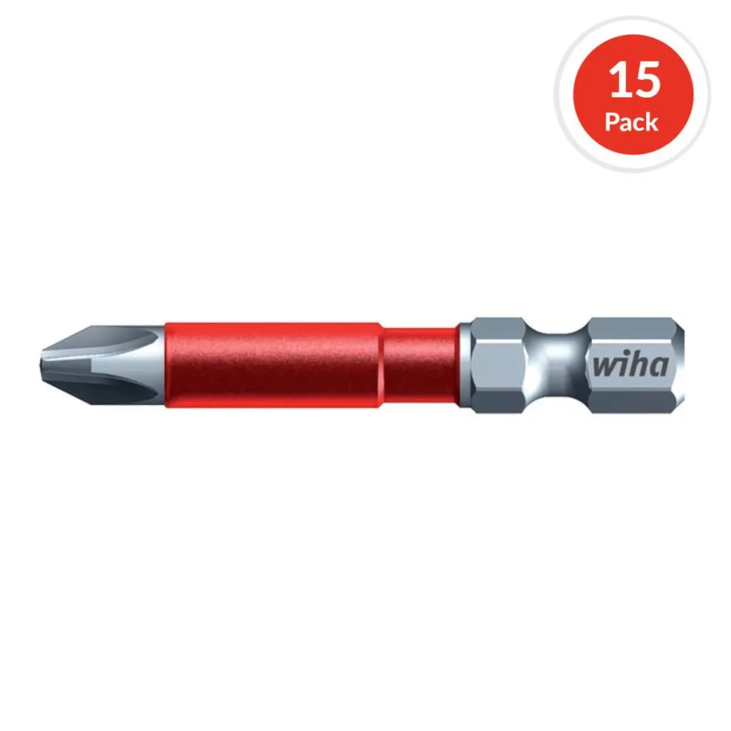 Wiha 76642 #2 X 49 Mm Phillips Drive Terminator Impact Power Bit (15-Pack) 1