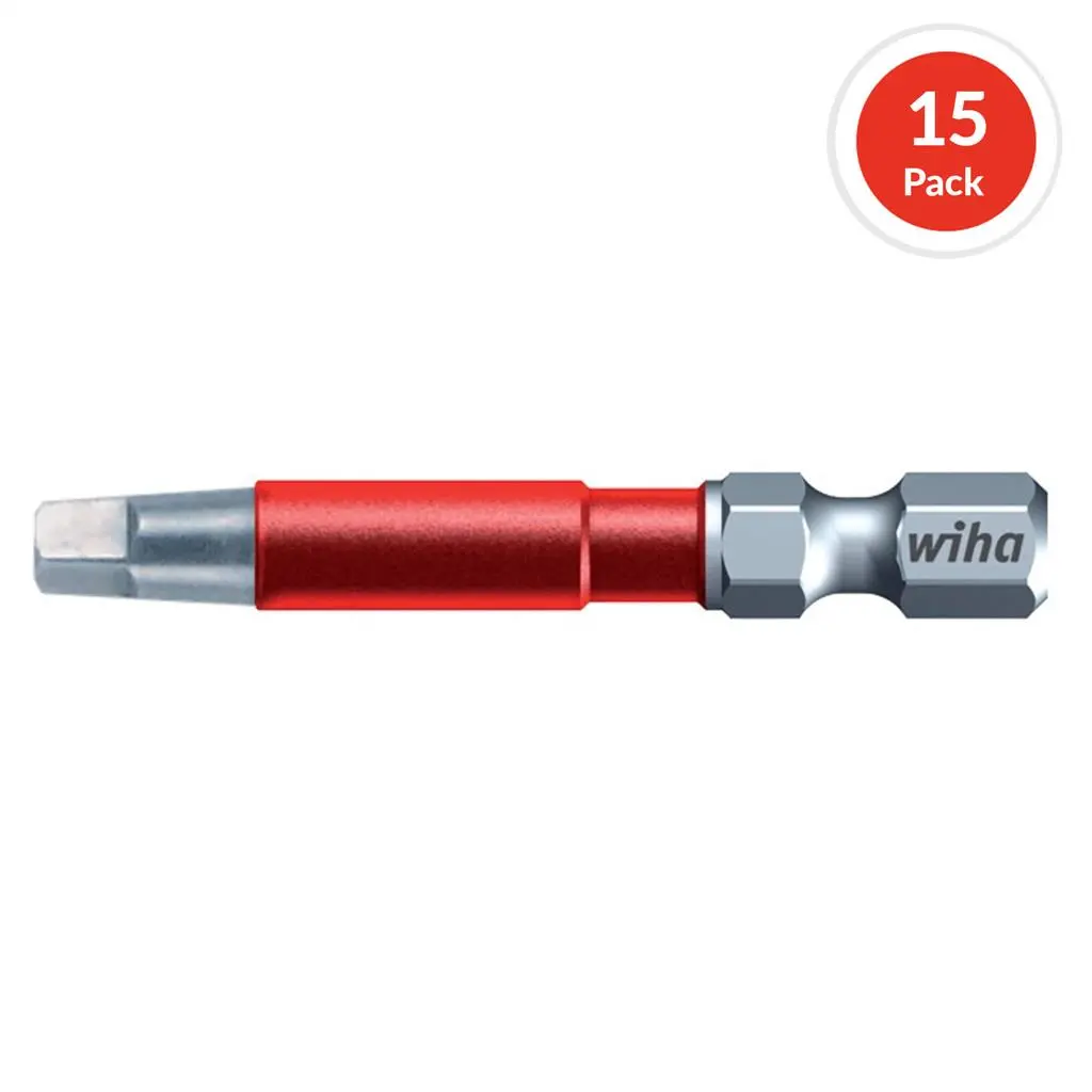 Wiha 76645 #2 X 49 Mm Square Drive Terminator Impact Power Bit (15-Pack) 1