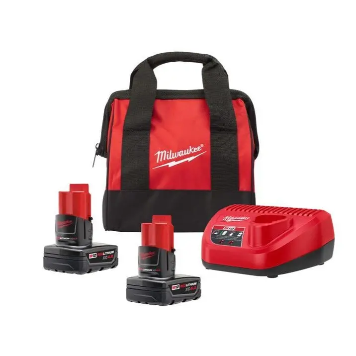 Milwaukee 48-59-2442Spc M12 Redlithium Battery Starter Kit, Bag, Xc4.0Ah X2 1