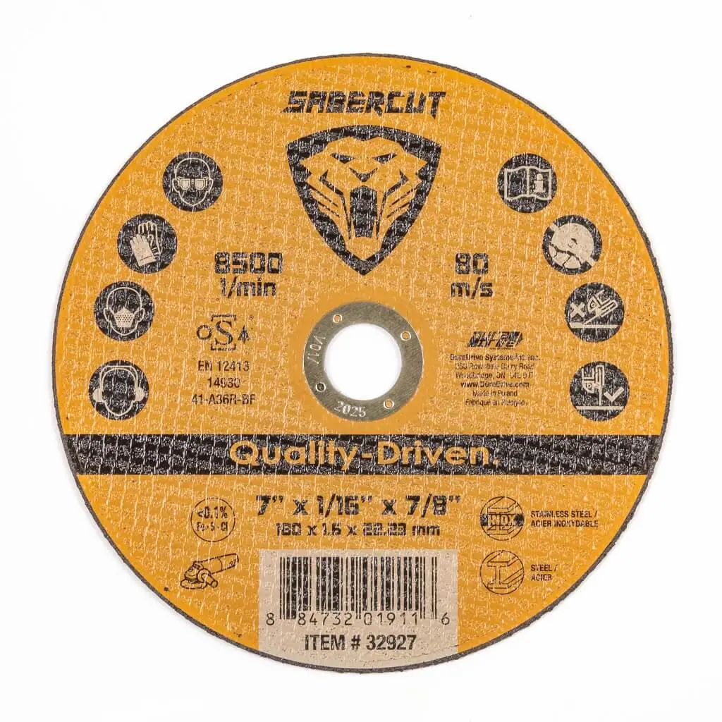 Sabercut 7 In. X 1/16 In. Type 1 Cut-Off Grinder Wheel For Metal Cutting 1