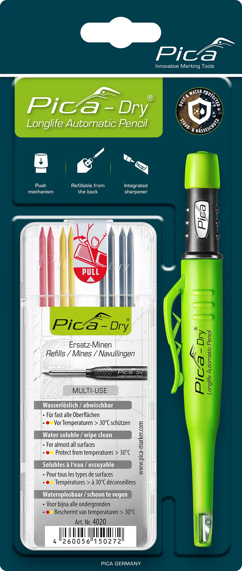 Pica Dry Longlife Automatic Pencil And Refill Bundle (Multi-Colour) 1
