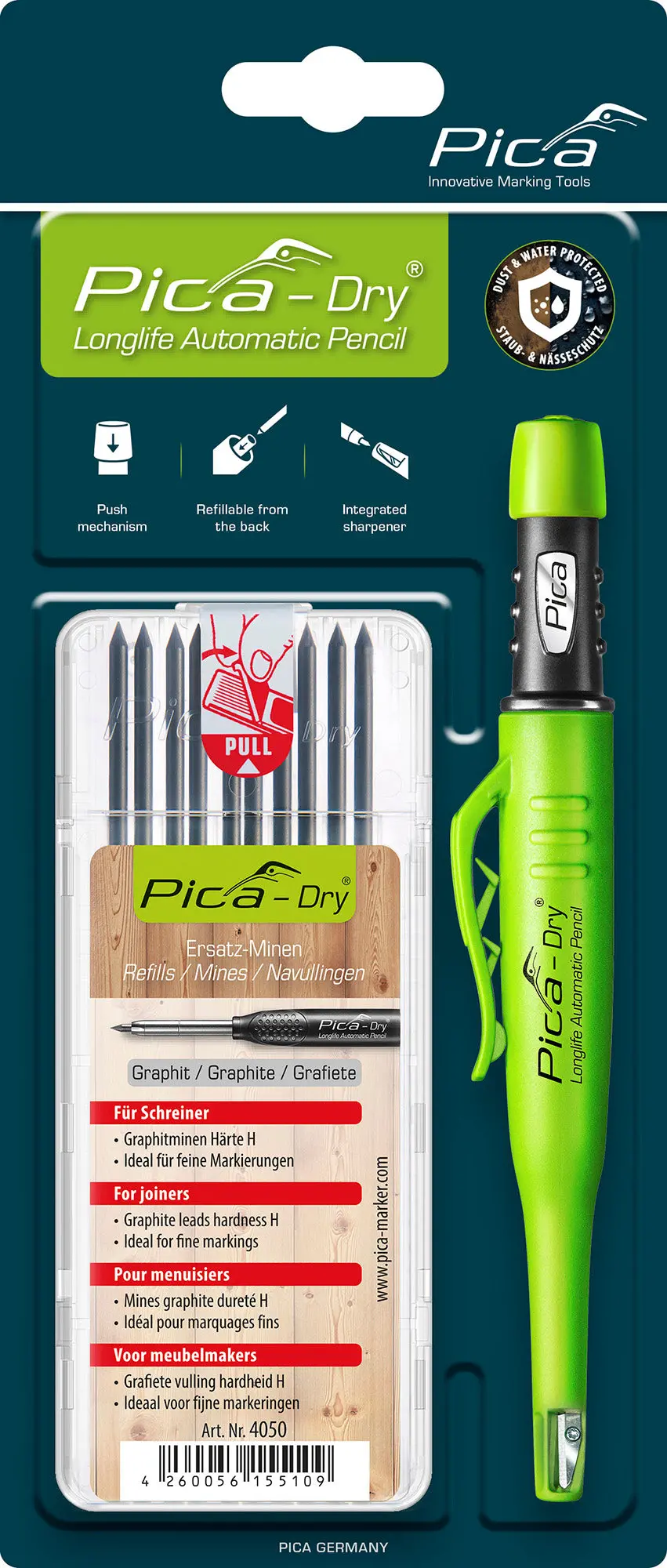 Pica Dry Longlife Automatic Pencil And Refill Bundle For Joiners (Graphite) 1