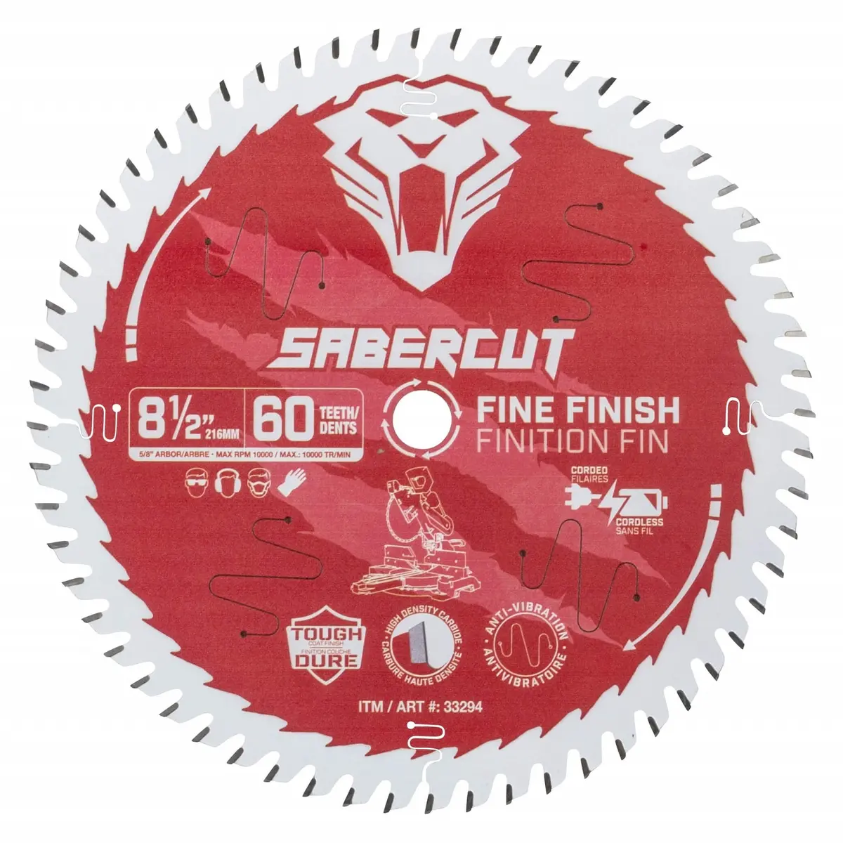 Sabercut Red Label 8-1/2 In. X 60 Tooth Fine Finish Wood Saw Blade 1