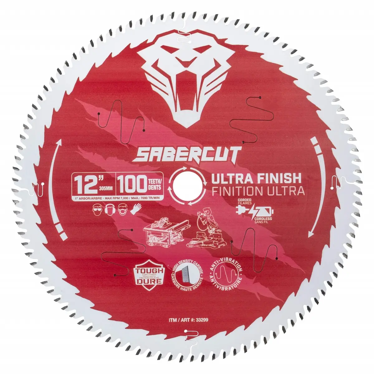 Sabercut Red Label 12 In. X 100 Tooth Ultra Finish Wood Saw Blade 1