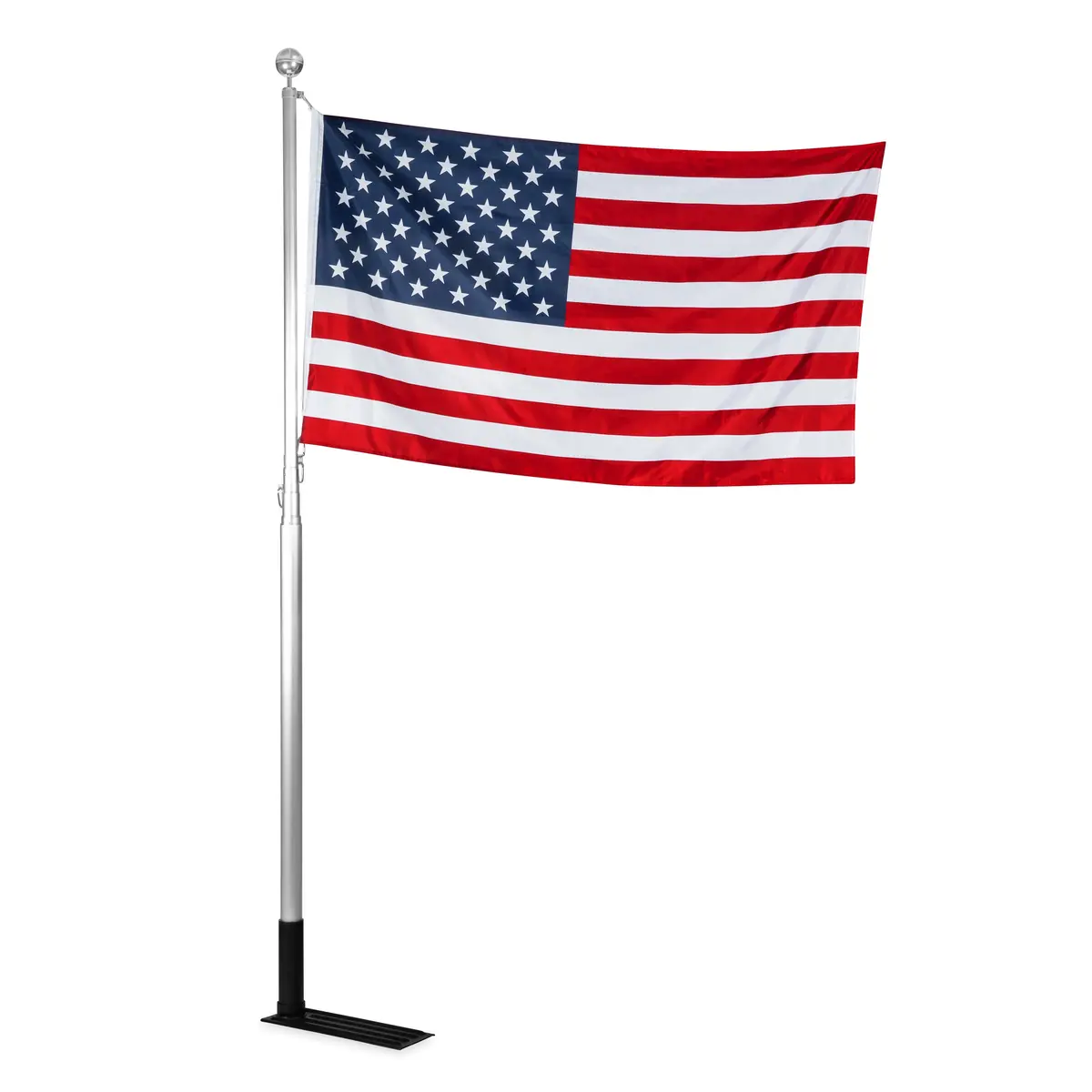 Flagpole, Pushbutton, 20' Telescoping W/Foot & Us Flag 1