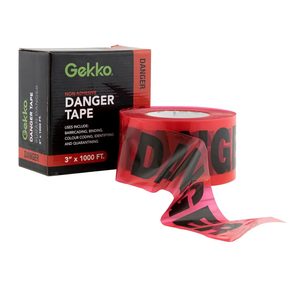 Gekko 3 In X 1000 Ft Red Danger Safety Tape 1