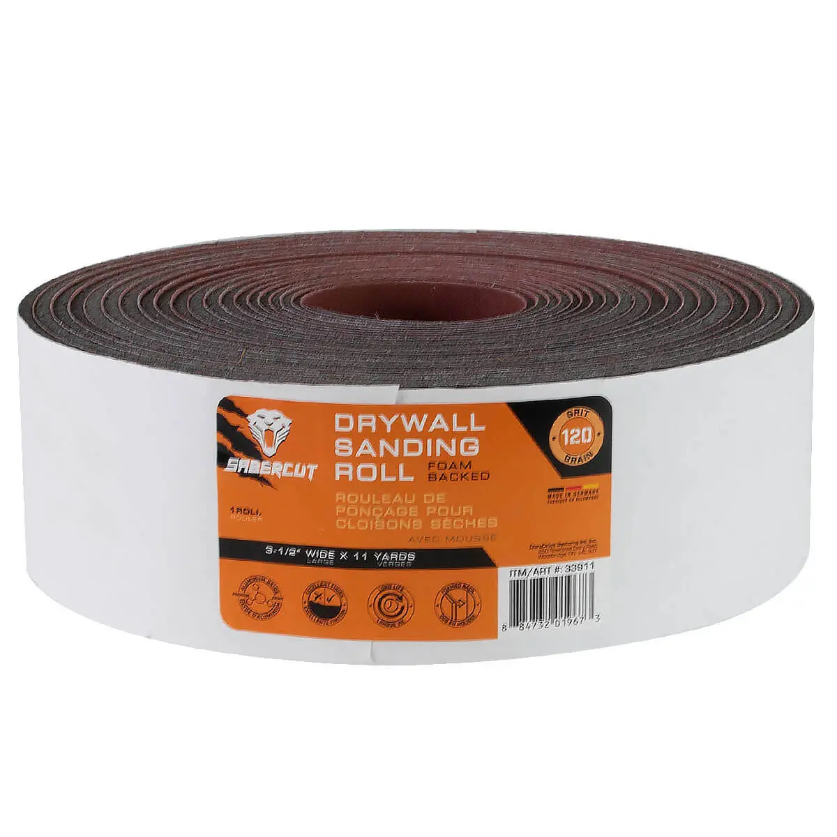 Sabercut 120 Grit 3-1/2 In. X 11 Yds. Foam Back Drywall Sanding Roll 1