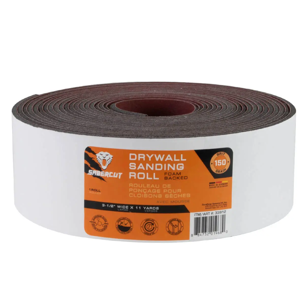 Sabercut 150 Grit 3-1/2 In. X 11 Yds. Foam Back Drywall Sanding Roll 1