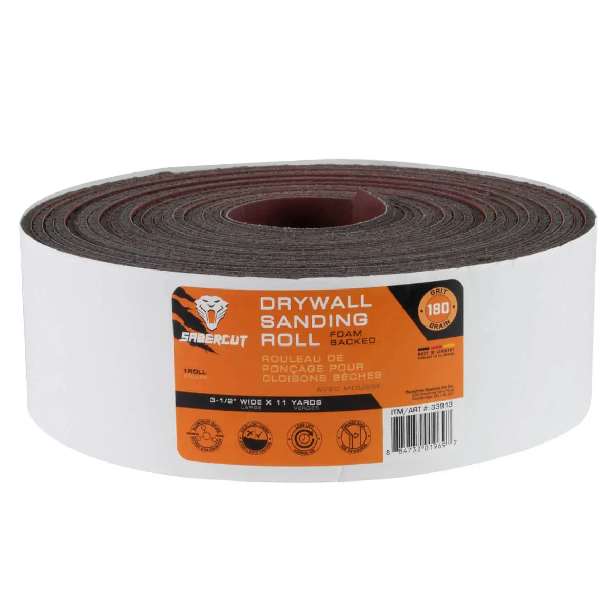 Sabercut 180 Grit 3-1/2 In. X 11 Yds. Foam Back Drywall Sanding Roll 1