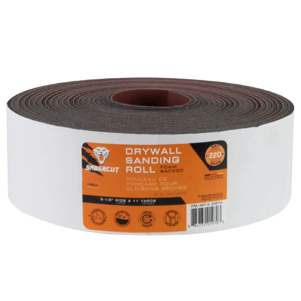 Sabercut 220 Grit 3-1/2 In. X 11 Yds. Foam Back Drywall Sanding Roll 1