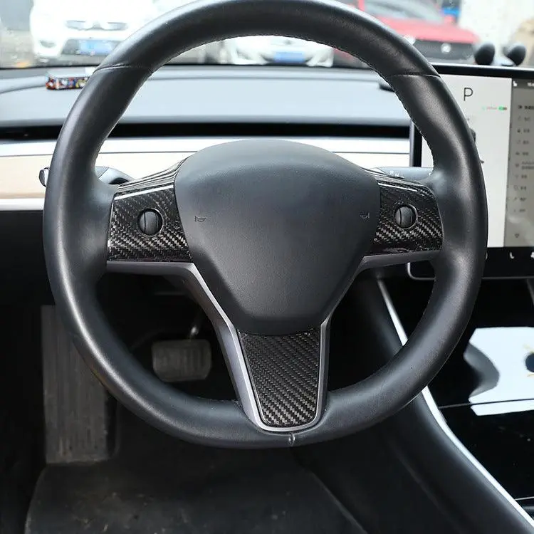 [Real Carbon Fiber] Steering Wheel Cover For Model 3/Y Accessories (2017-2023) 1