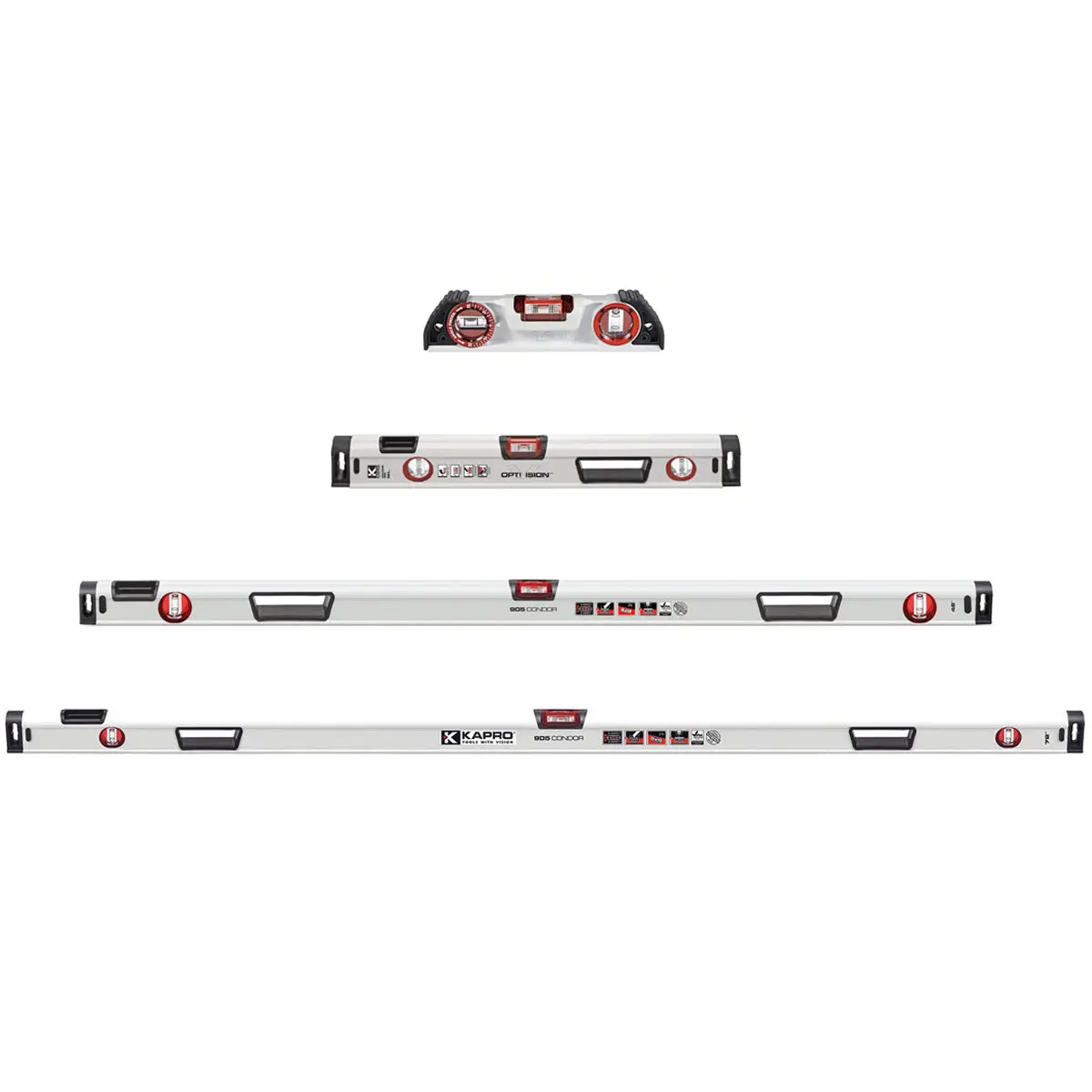 Kapro Optivision Condor Box Level Set (4-Pieces) 10 In. /24 In. /48In. /72 In. 1