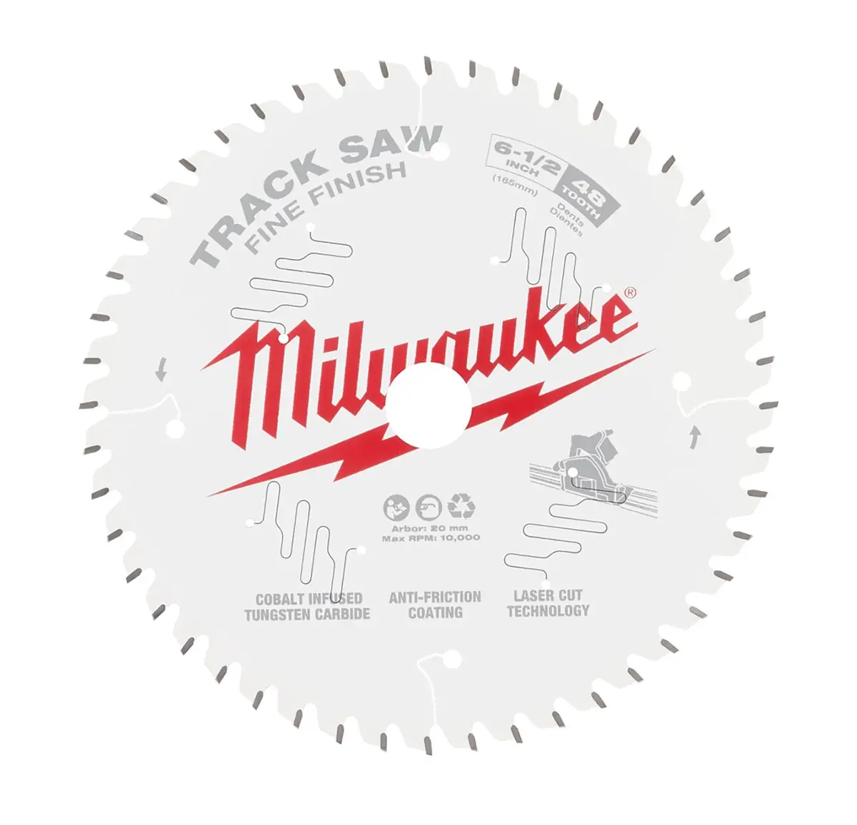Milwaukee 48-40-0627 Track Saw Wood Blade 6-1/2"X48tx20mm 1