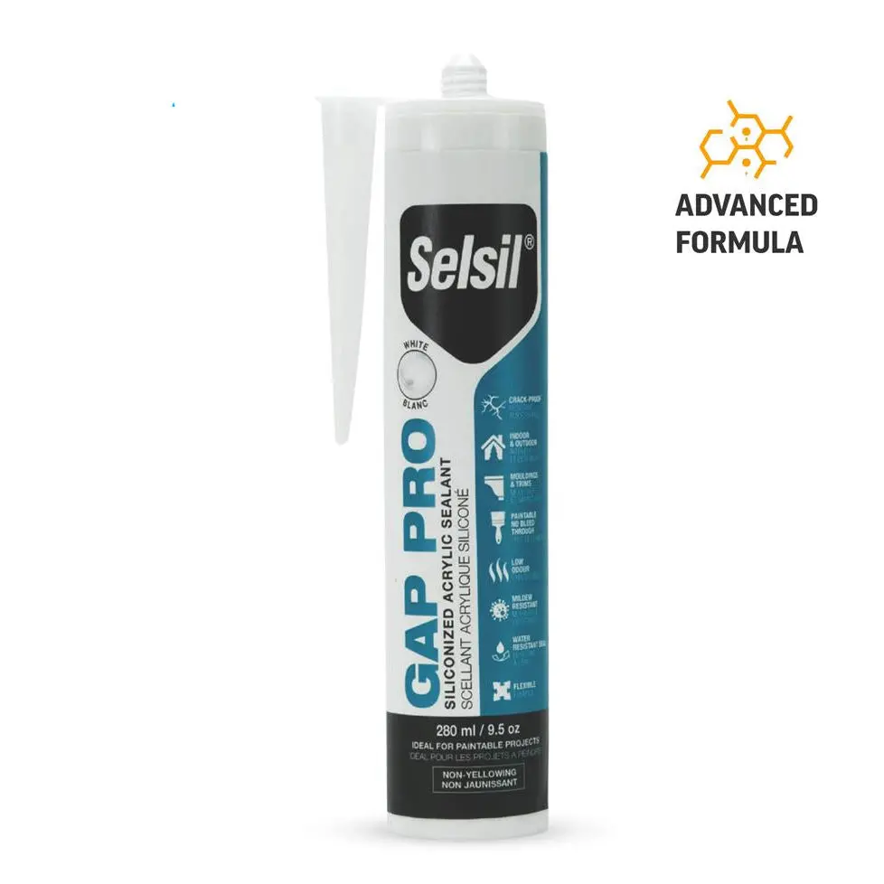 Selsil Gap Pro 280 Ml White Siliconized Acrylic Latex Caulk 1