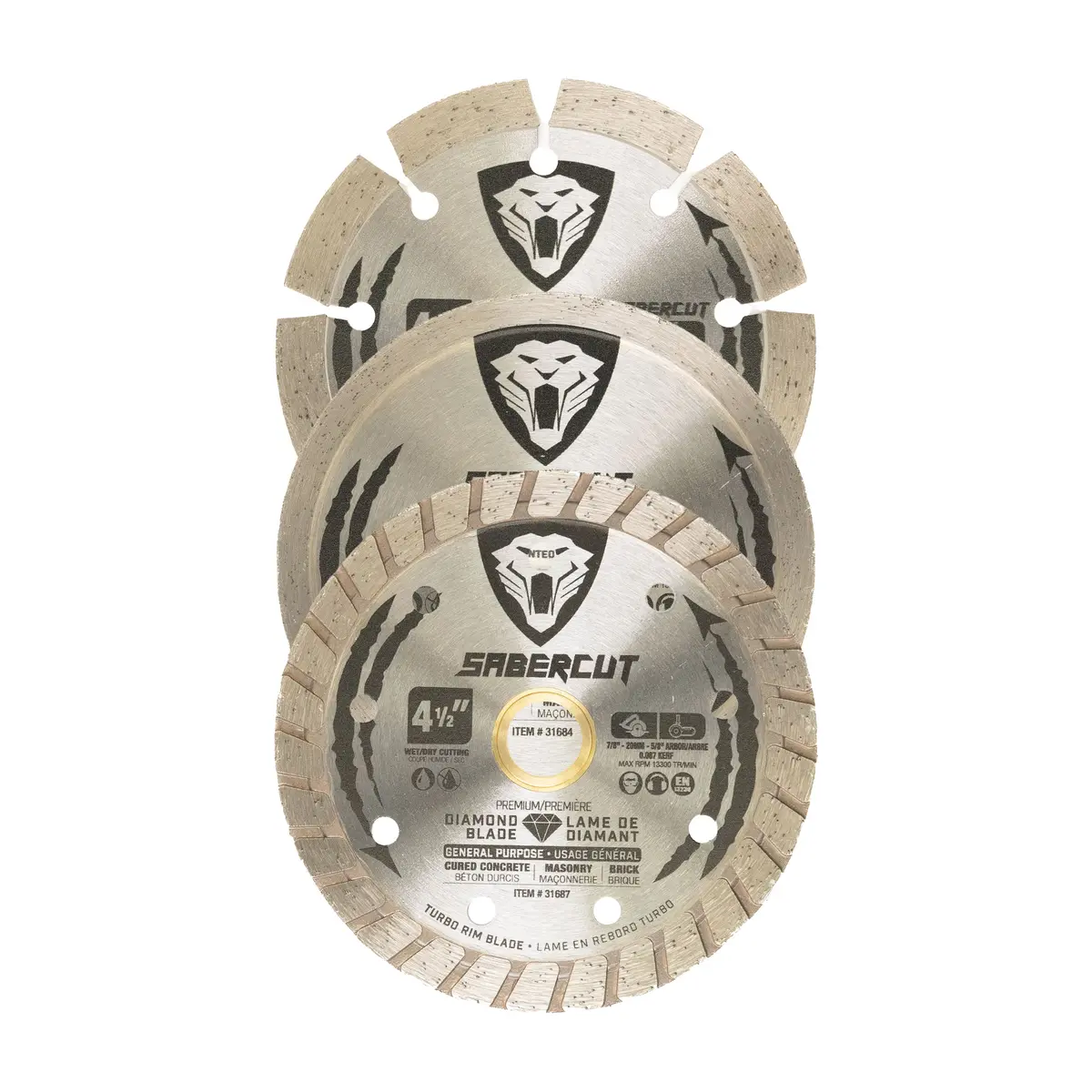 Sabercut 4-1/2-In Assorted Diamond Blade Set For General Purpose Cutting (3-Piece Set) 1