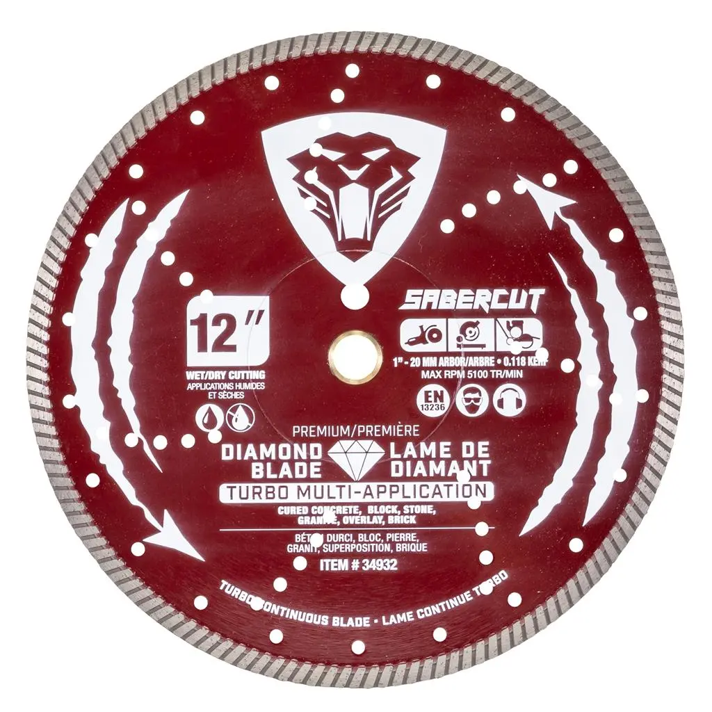Sabercut 12 In. X 1 In. Turbo Continuous Multi Application Diamond Blade 1