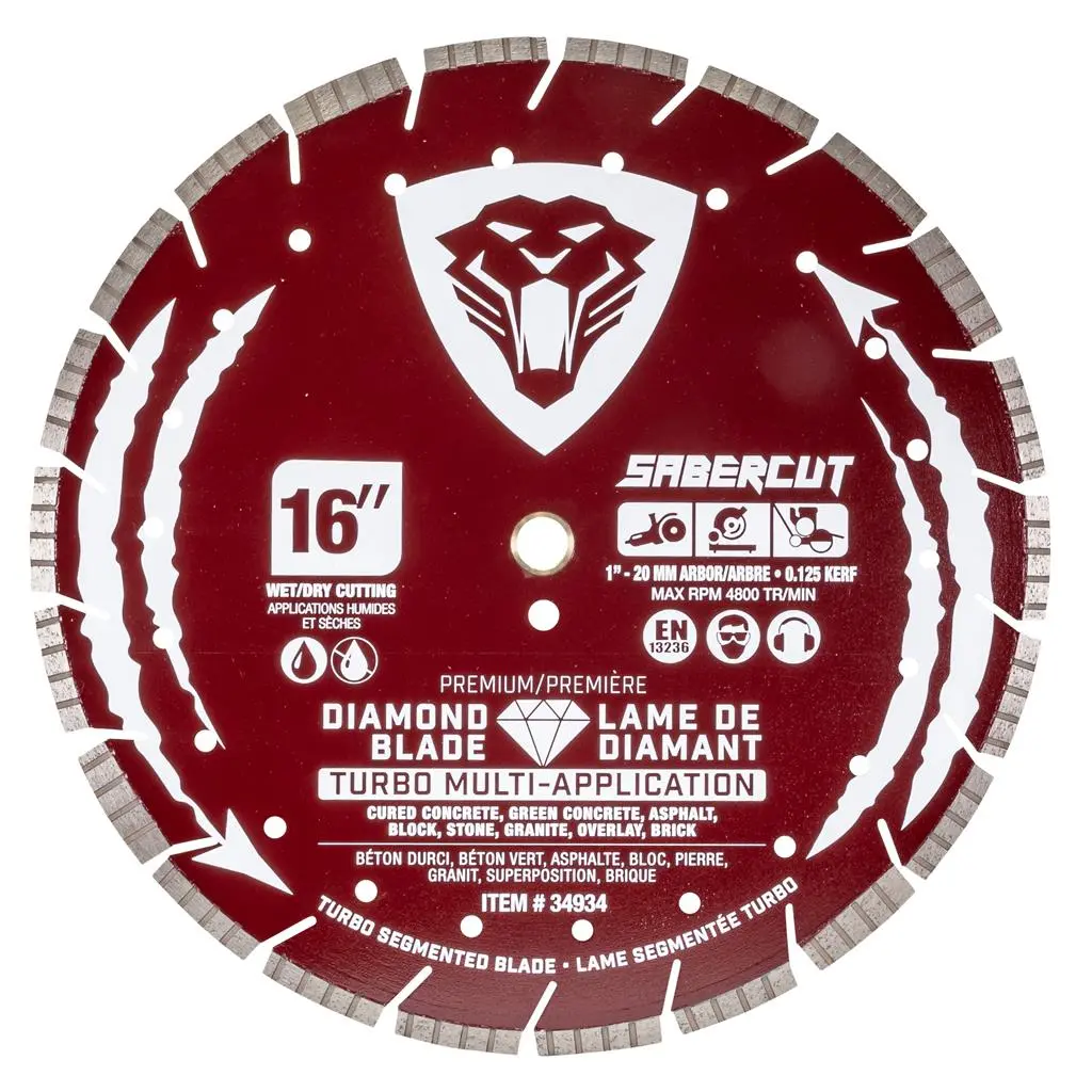 Sabercut 16 In X 1 In-20 Multi-Application Diamond Blade 1