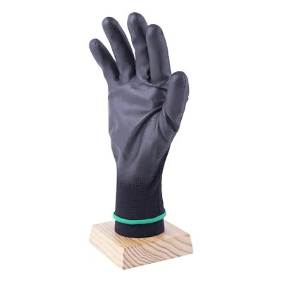 Pu Gloves Black Dipped Black Polyester 12Pr/ Pack 1