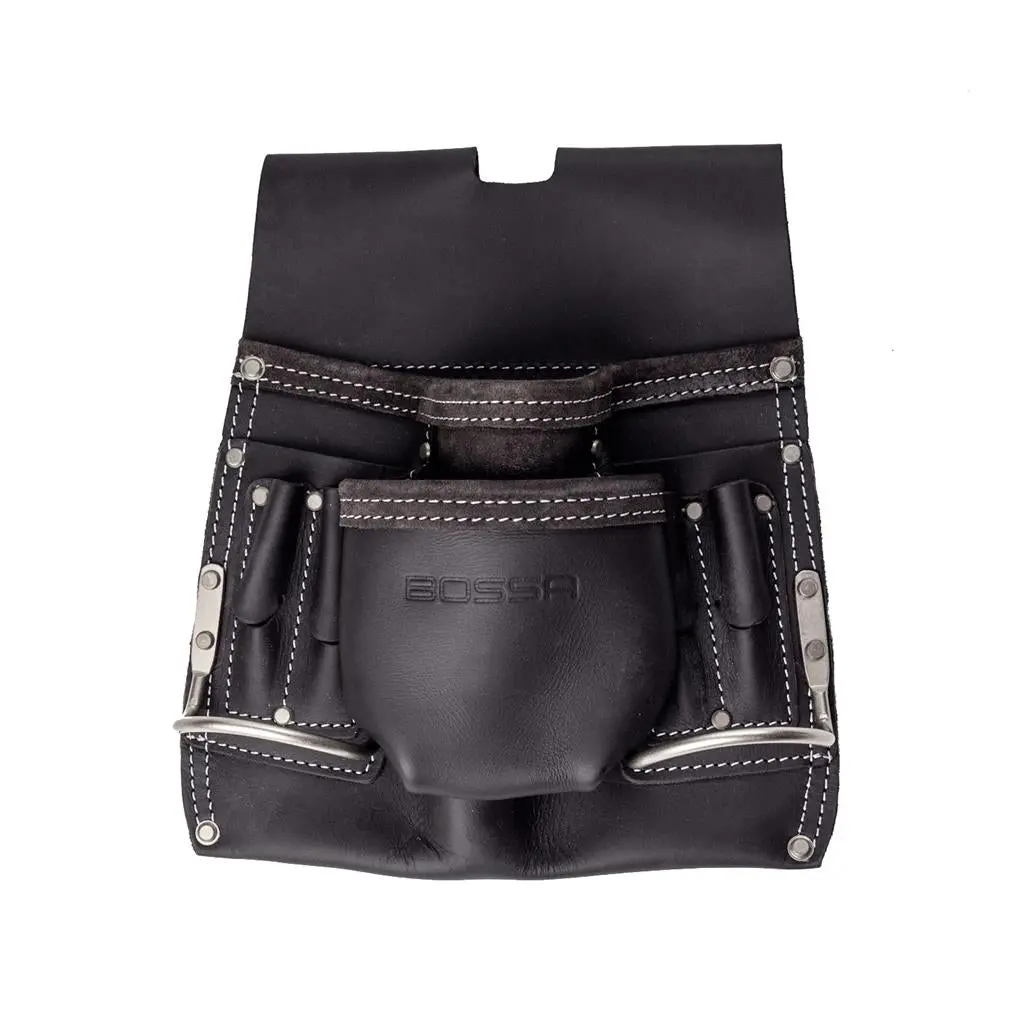 Bossa Top Grain Leather Nail And Tool Pouch With Dual Hammer Loops 1
