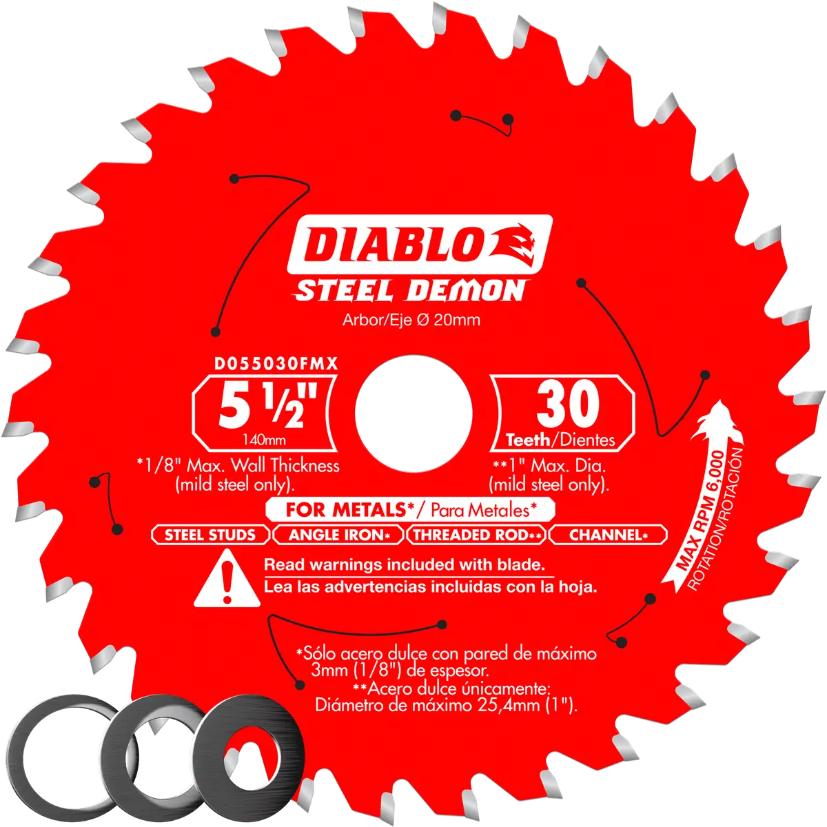 Diablo Tools D055030fmx 5-1/2 In 20 Mm 6000 Rpm Saw Blade 1