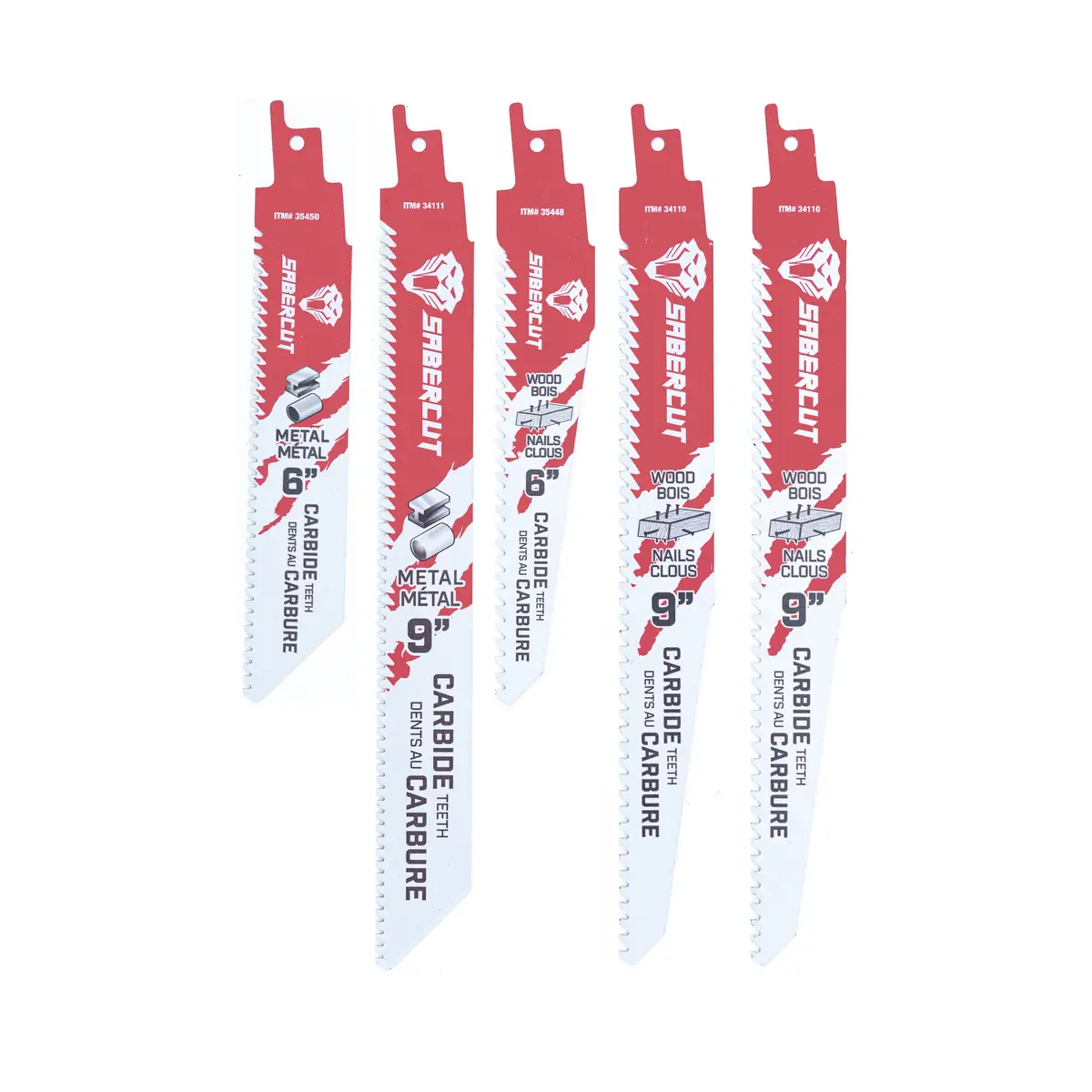 Sabercut Red Label 5-Piece Wood/Metal Carbide Reciprocating Saw Blade Set 1
