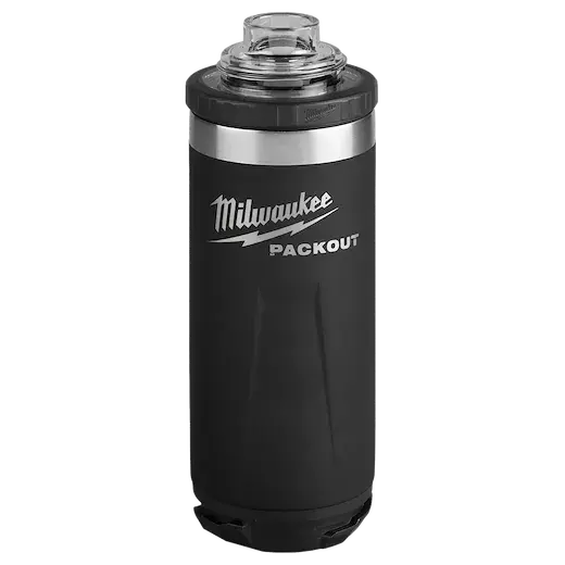 Milwaukee 48-22-8382B Packout™ 18 Oz 18/8 Stainless Steel Black Insulated Bottle With Chug Lid 1