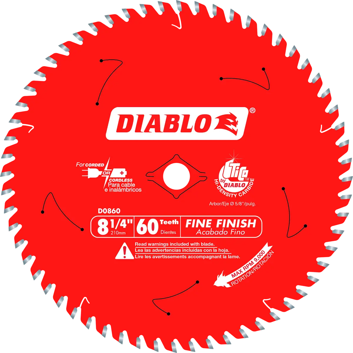 Diablo Tools D0860x 8-1/4 In 5/8 In 9000 Rpm Saw Blade 1