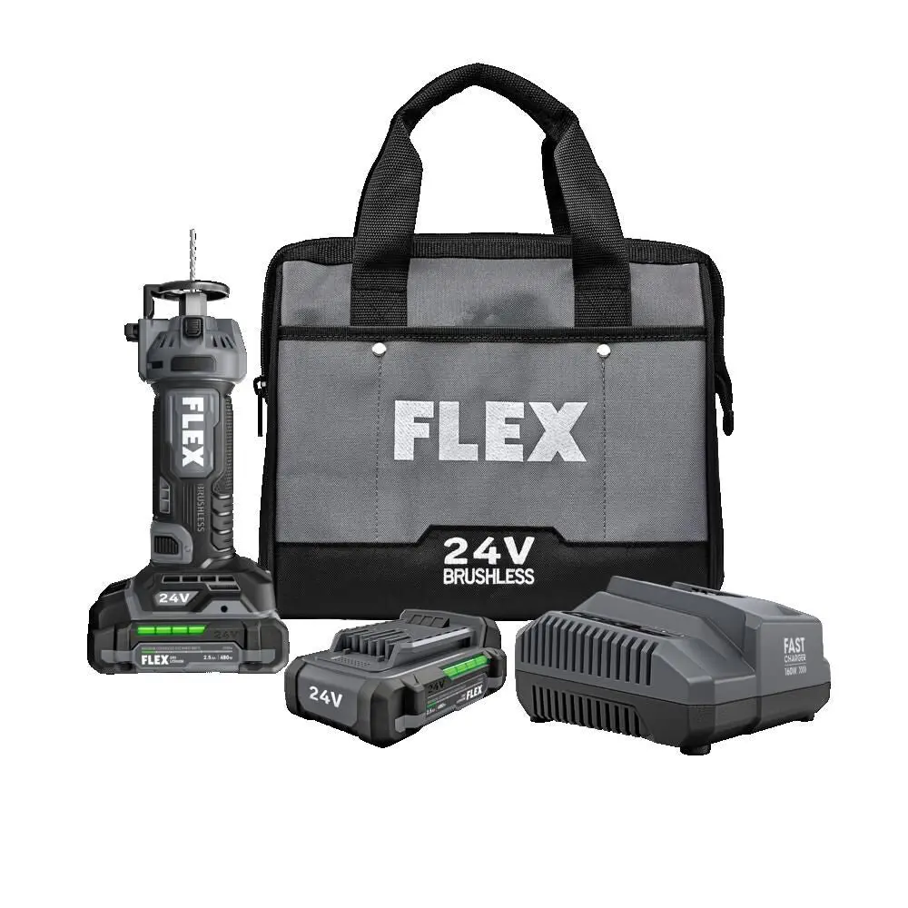 Flex Fx2471-2A 24V Brushless Drywall Cut Out Tool Kit (2X 2.0Ah) 1