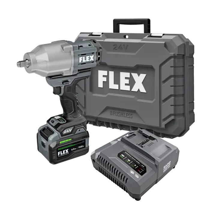 Flex Fx1471-1H 1/2 In 1150 Ft/Lb Nut-Busting 800 Ft/Lb Fastening 0-2450 Ipm Variable Speed Brushless High-Torque Cordless Impact Wrench Kit 1