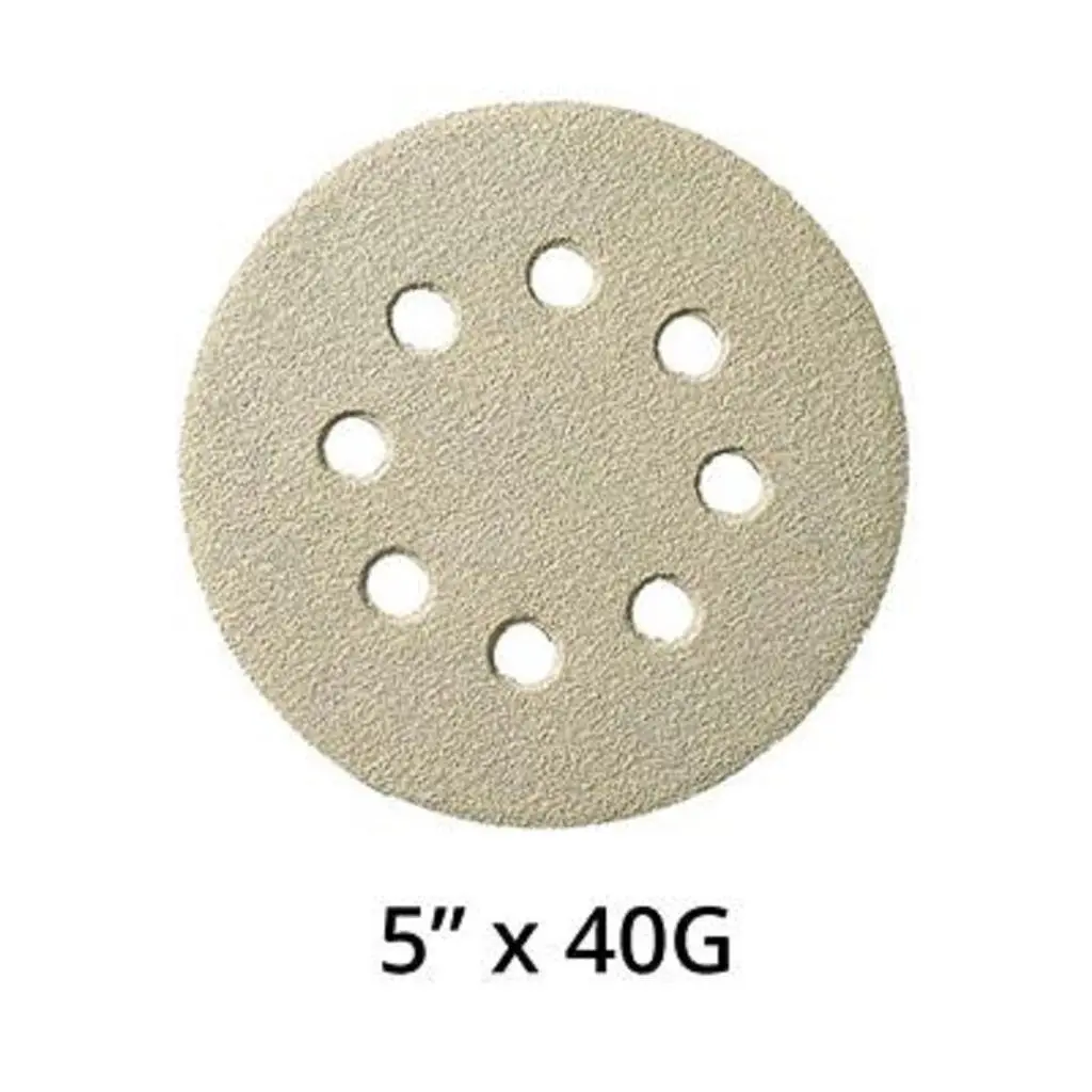Klingspor Abrasives 336459 5 In 40 Grit Aluminum Oxide 8-Hole Hook And Loop Sandpaper 1