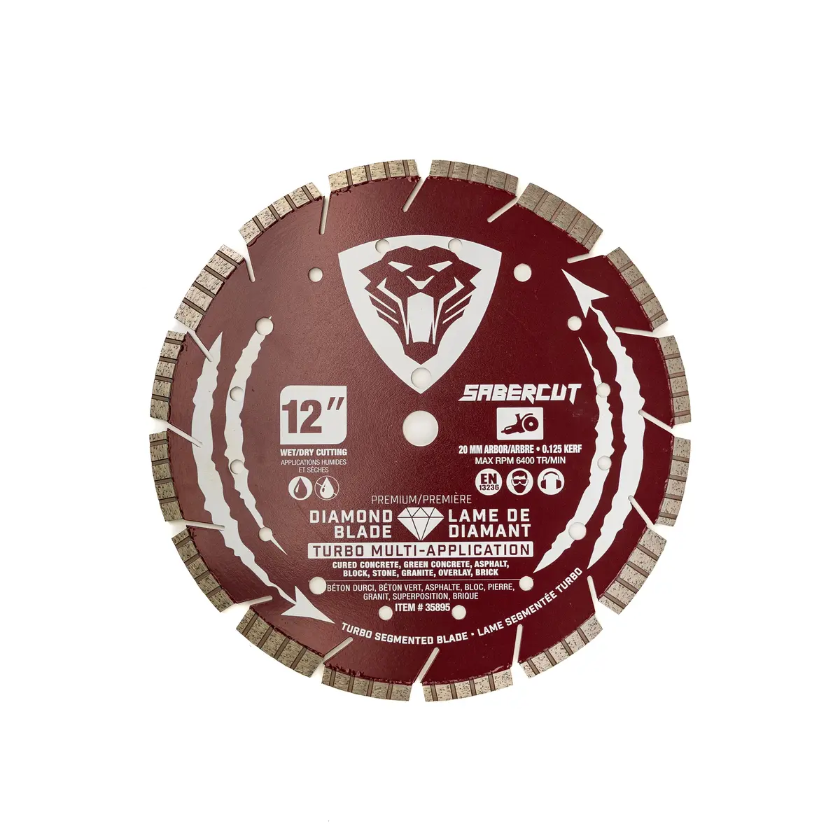 Sabercut 12-In X 20Mm Multi-Application Turbo Segmented Diamond Blade 1