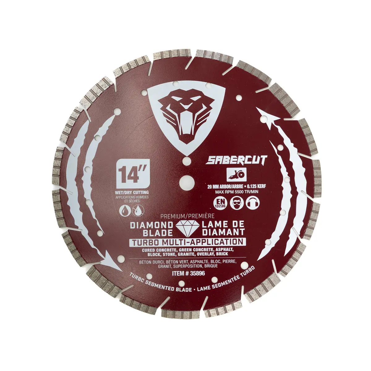 Sabercut 14-In. X 20 Multi-Application Turbo Segmented Diamond Blade 1