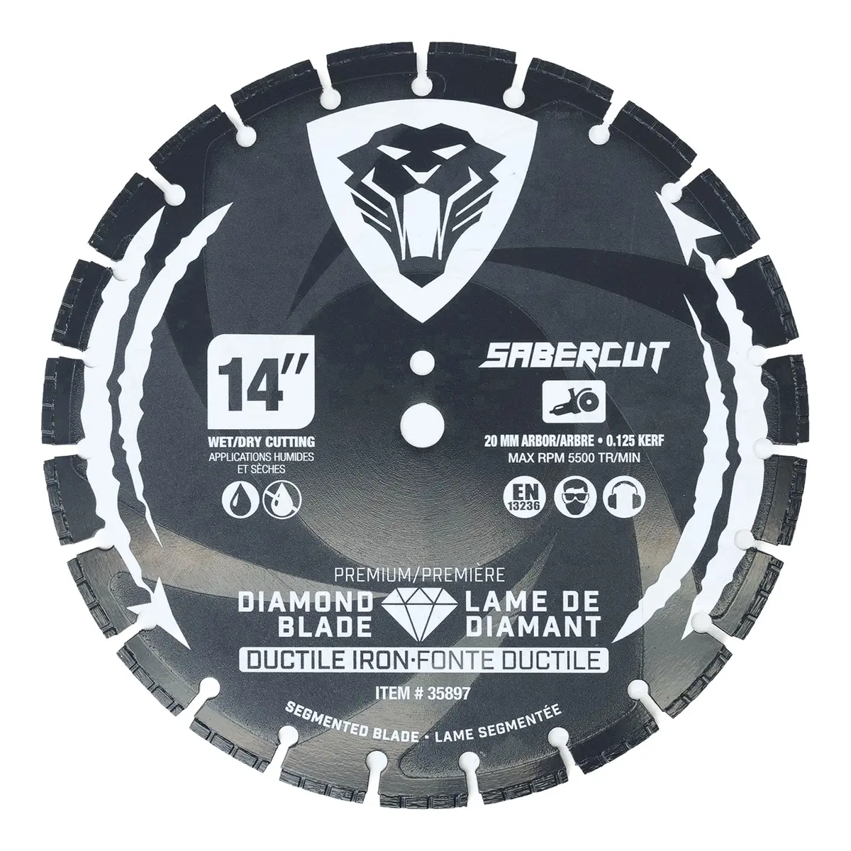 Sabercut 14 In. Segmented Diamond Blade For Ductile Iron, 20 Mm Arbor 1