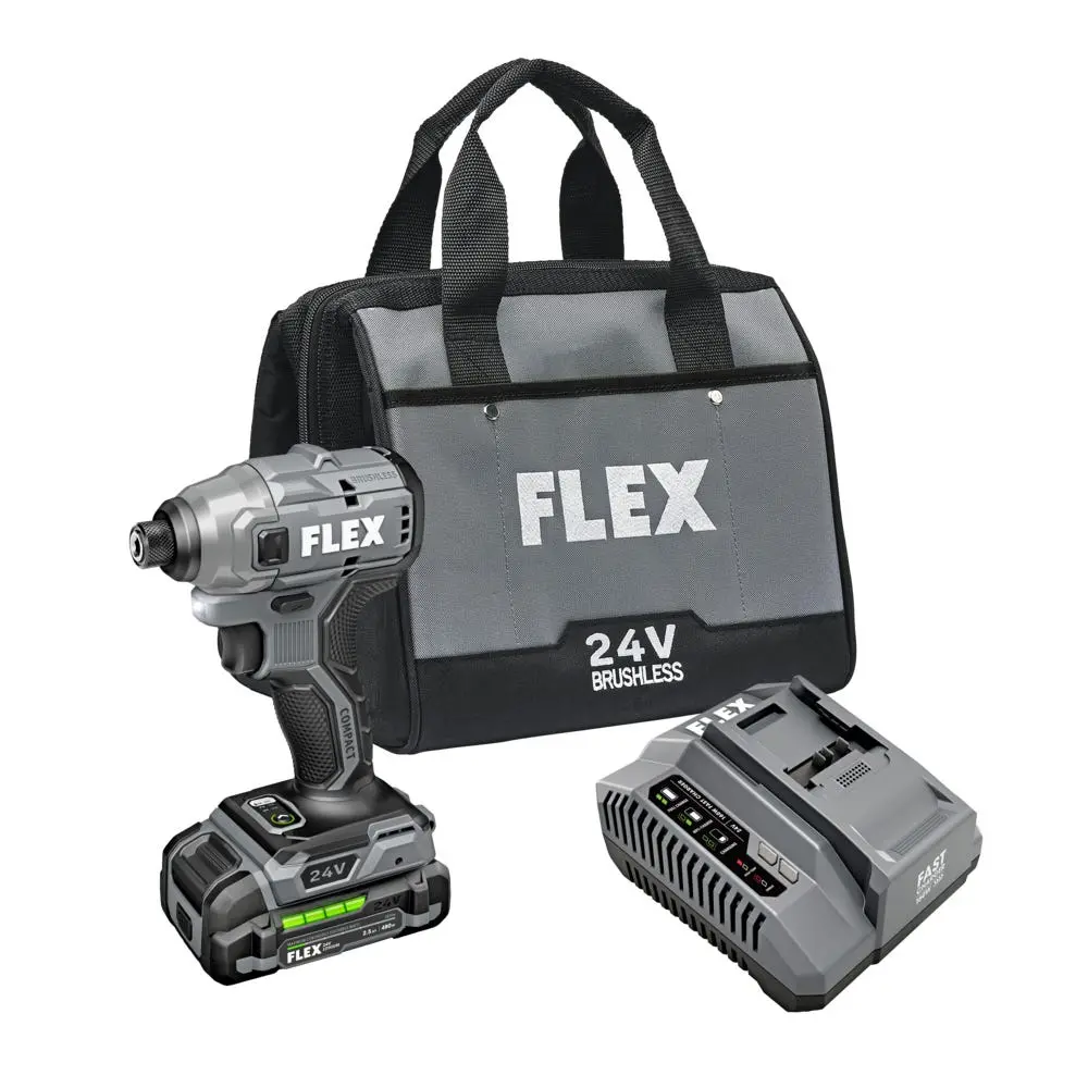 Flex Fx1331-1A 1/4 In Hex 1700 In/Lb Brushless Compact Impact Driver Kit 1