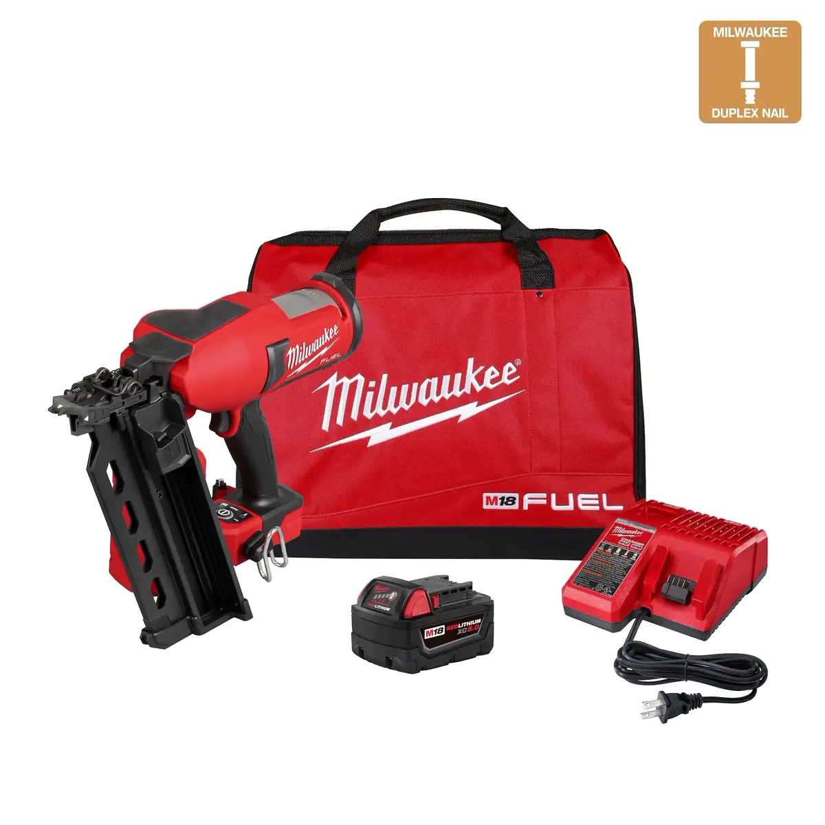 Milwaukee 2844-21 4 Nails/Second 800 Nails/Charge 2-7/8 In, 3-5/8 In, 0.131 In Cordless Duplex Nailer 1