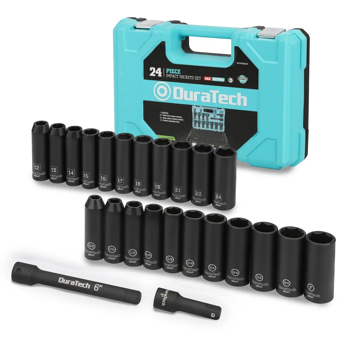 Duratech Dtimss024 1/2In Deep Drive Impact Socket Set 24-Pc 1