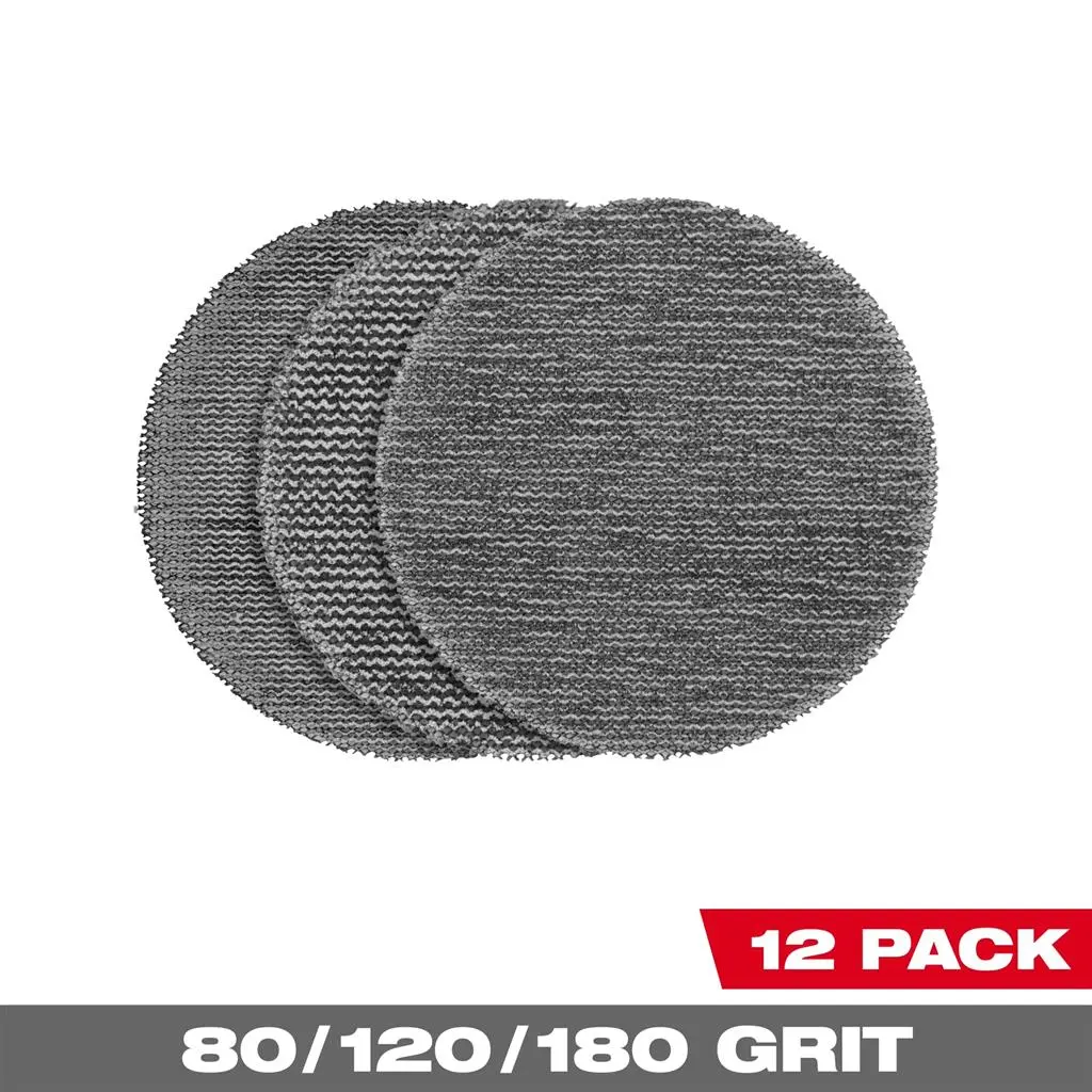 Milwaukee 48-80-6405 3” Assorted Mesh Sanding Discs W/ Powergrid™ Tear Resistant Mesh – 12 Pk + Pad 1