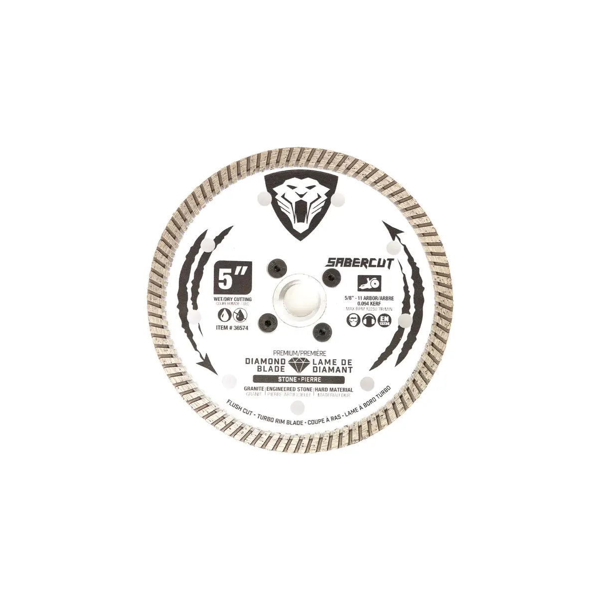 Sabercut 5-In. Flush Cut, Turbo Diamond Blade For Stone, Granite, Quartz 1