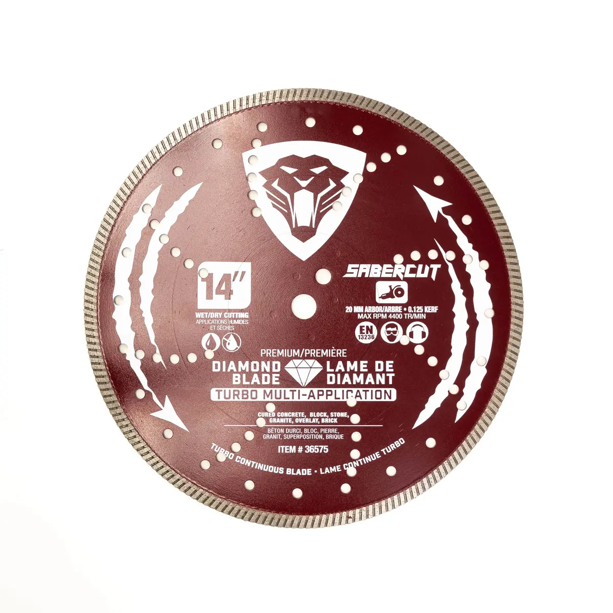 Sabercut 14-In. X 20Mm Turbo Continuous Diamond Blade For Multi-Application 1