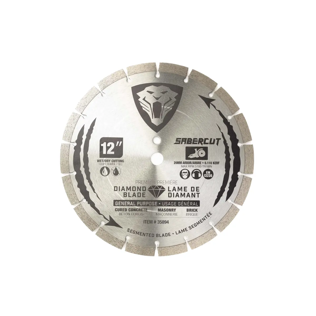 Sabercut 12 In. X 20 Mm General Purpose Concrete, Brick & Masonry Segmented Diamond Blade 1