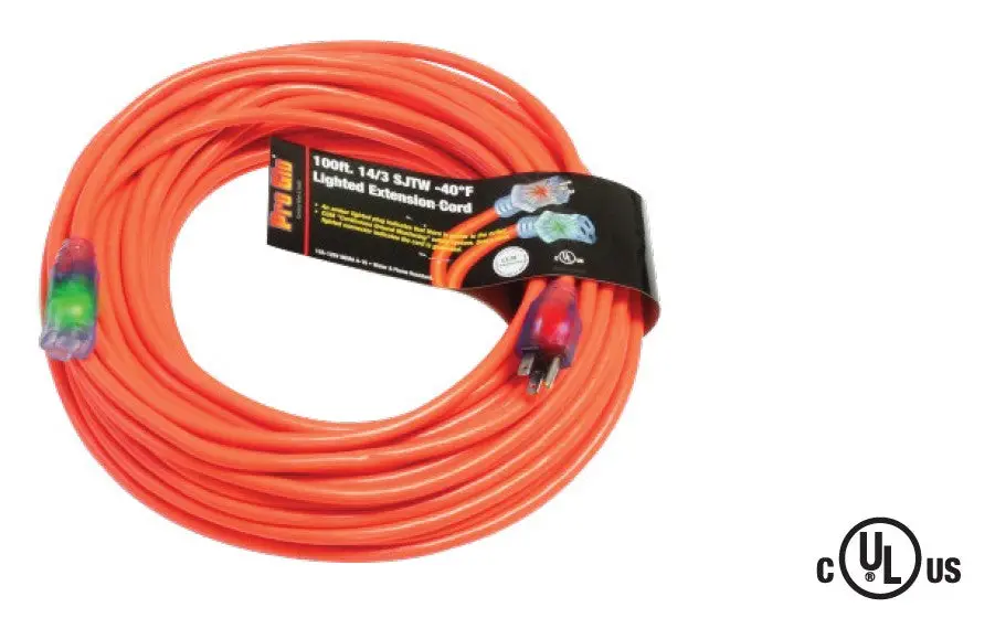 Century D17332100 Proglo 14/3 Sjtw 100 Feet Coldweather Extension Cord Single Tap With "Cgm" And Lighted Ends 1
