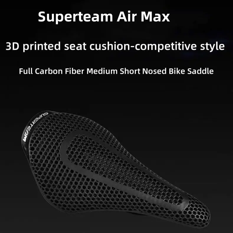 Superteam Air Max Full Carbon Fiber 3D Printing Medium Short-Nosed Bike Saddle 1