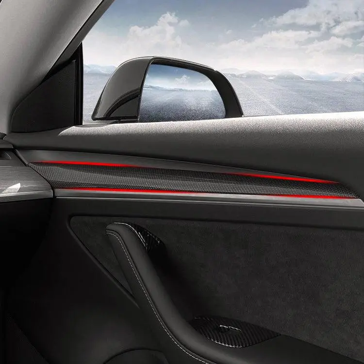 [Real Carbon Fiber] Door Trim Cover For Tesla Model 3, Front Door Trim Panel Caps (2 Pcs) 1
