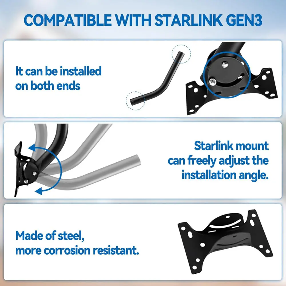 Adjustable Roof Wall Mount Kit For Starlink Gen 3 2