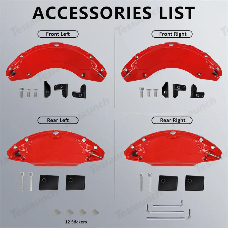 2021-2026 Model S/X Brake Caliper Covers (4Pcs) For Tesla 5