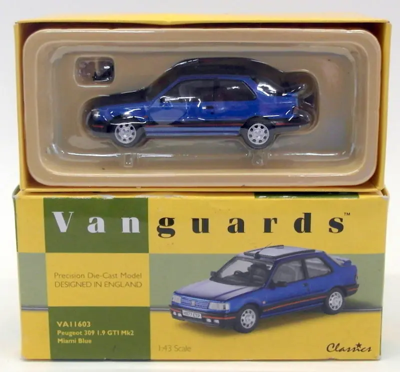 Vanguards 1/43 Scale Model Car Va11603 - Peugeot 309 1.9 Gti Mk2 - Miami Blue 1