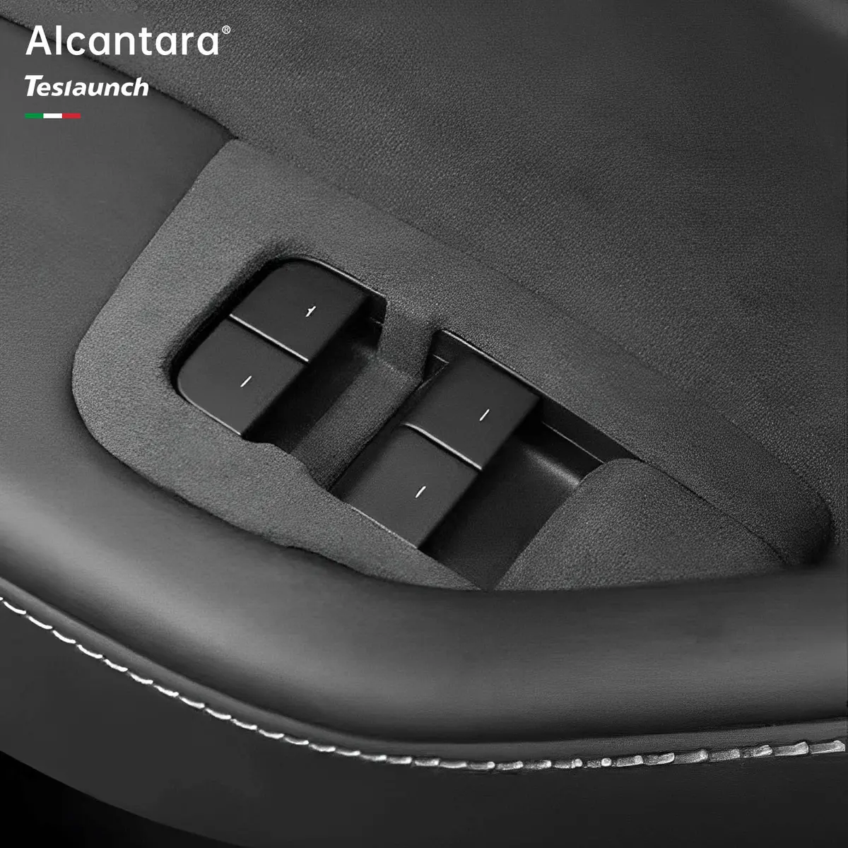 Alcantara Window Switch Button Covers (4 Pcs) For Tesla Model 3/Y (2017-2023)-For Left Hand Drive 1