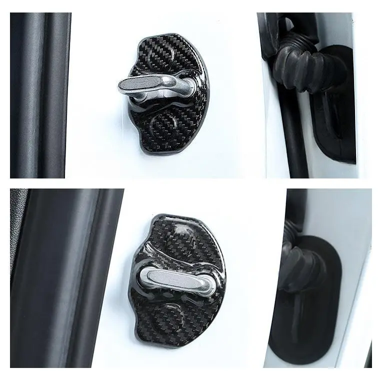 [Real Carbon Fiber] Door Latch Lock Cover Protector For Tesla Model 3/Y (4Pcs) (2017-2023) 1