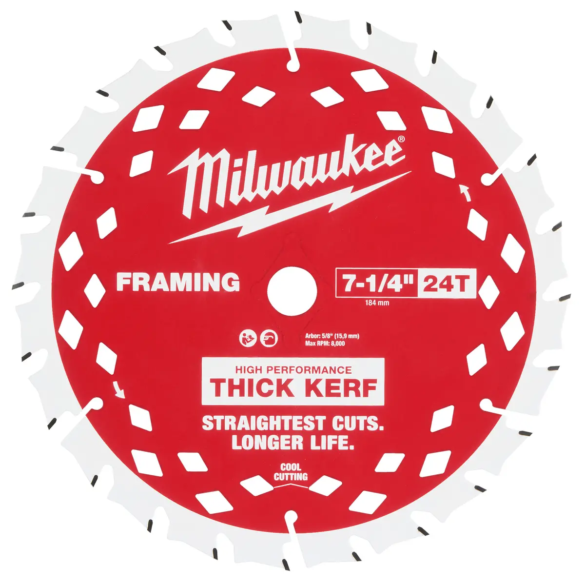 Milwaukee 48-41-0740 7-1/4 In. X 24T Thick Kerf Circular Saw Framing Blade 1