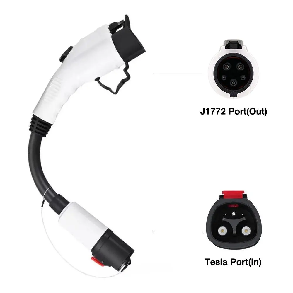 Tesla To J1772 Adapter Charger 60Amp / 250V Ac Max, For All Tesla Model S/X/3/Y , For Level 1 - Level 2 Charging, Ip44 Weatherproof 1